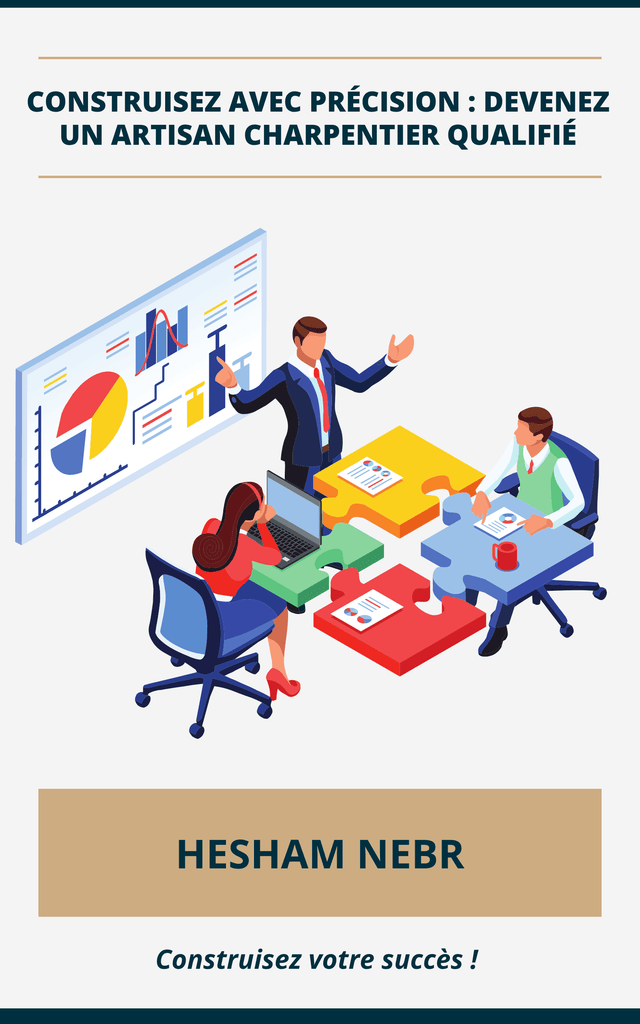 A carpenter measuring and cutting wood for a construction project - French