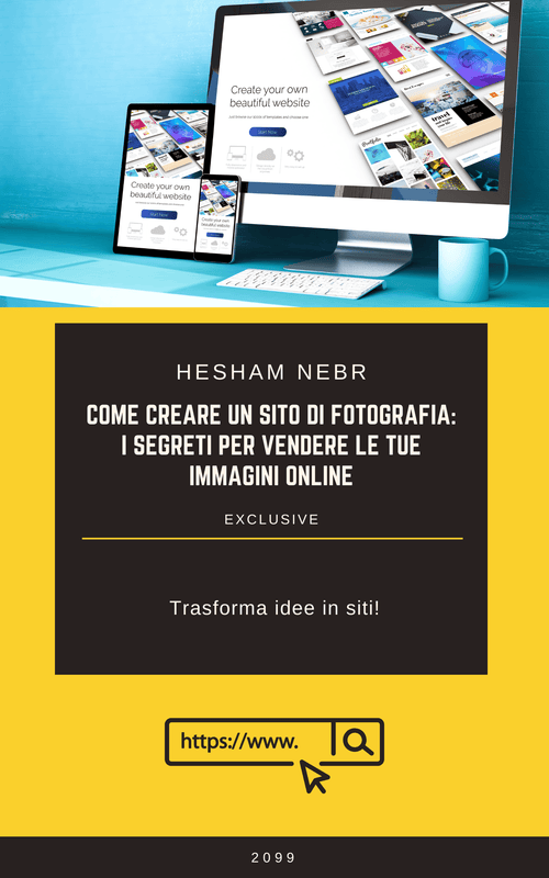 A photography website layout highlighting stunning images and portfolios - Italian