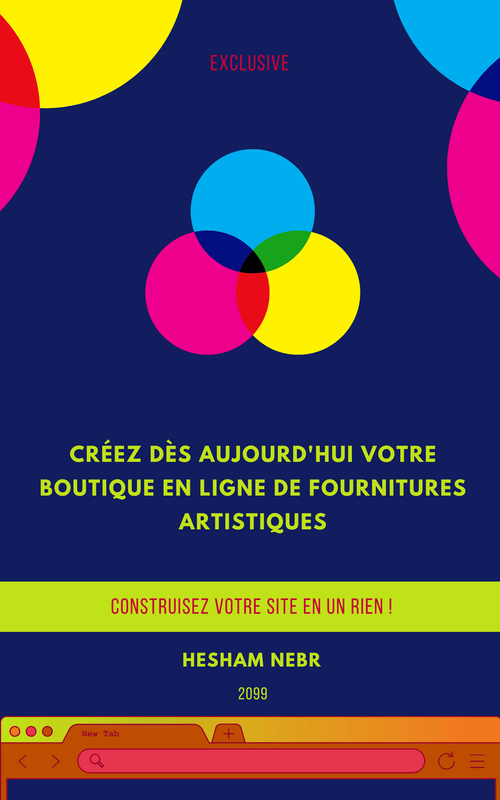 Art supplies organized and displayed on a vibrant online storefront - French