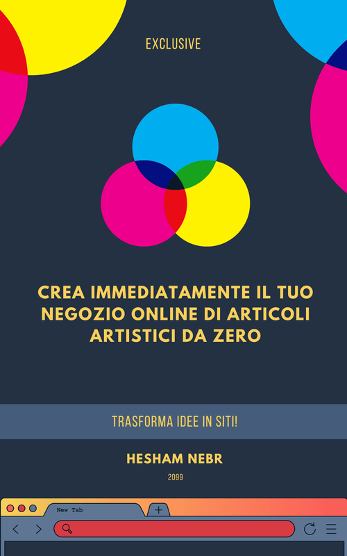 Art supplies organized and displayed on a vibrant online storefront - Italian