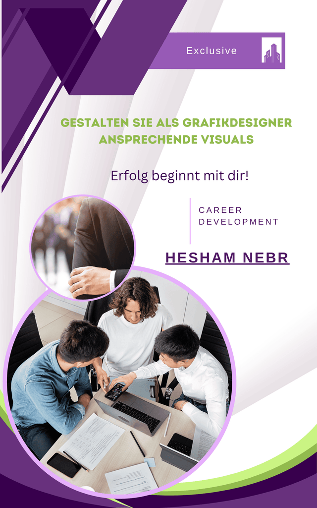 A graphic designer creating eye-catching visuals for marketing - German