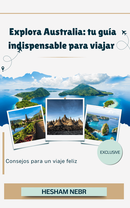 A scenic landscape of Australia featuring iconic landmarks and vibrant wildlife - Spanish