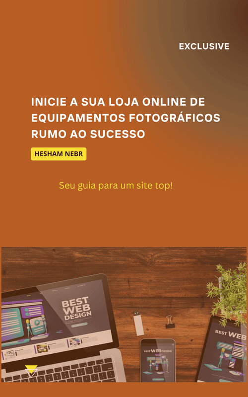 A professional online camera equipment shop showcasing photography gear -  Portuguese